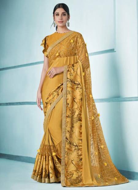 Yellow Colour NORITA 42100 ELURA Mahotsav New Designer Party Wear Lycra Saree Collection 42112